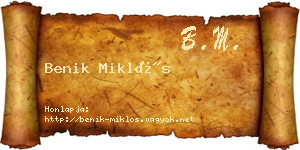 Benik Miklós névjegykártya