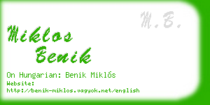 miklos benik business card